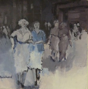 2105 - Acrylique sur toile - Ballade en Ville - 30x30cm