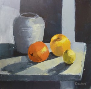 Fruits e Pot Acrylique sur toile 2015 40x40cm