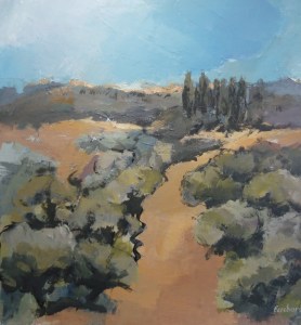 Cyprès et Oliviers Acrylique sur toile 2015 60x60cm