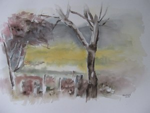 Chavornay dans le Bugey - Aquarelle sur papier - 50/65cm - Octobre 2008