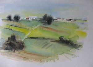 Vue du Beaujolais - Aquarelle sur papier - 50/65cm - octobre 2008
