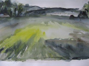 Campagne du Bugey - Aquarelle sur papier - 50/65cm - septembre 2008