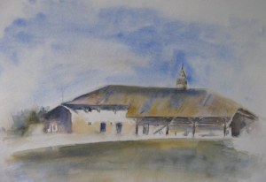 Ferme bressane - Aquarelle sur papier - 50/65cm - septembre 2008