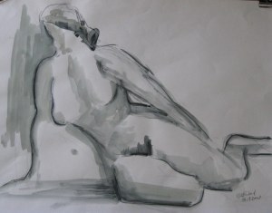 nu féminin - croquis sur papier - 60/55cm - 