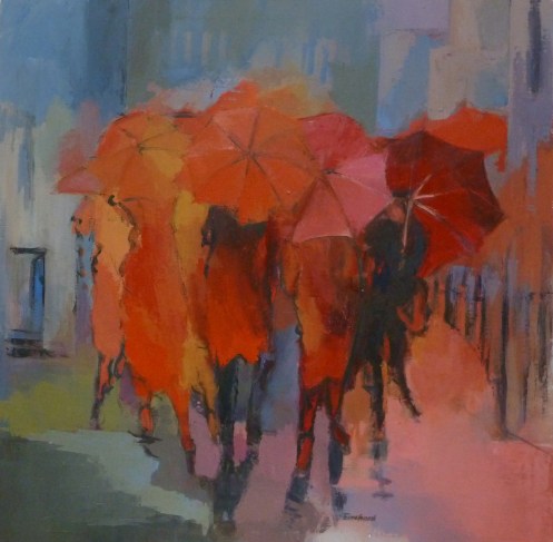 Les Parapluies Acrylique sur toile 2013 80/80cm